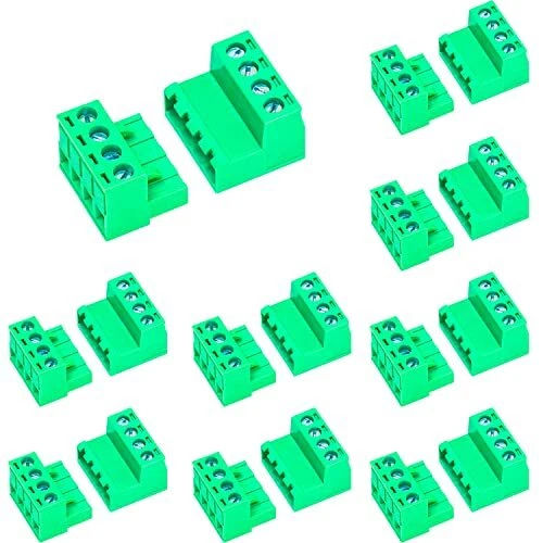 10 Set 5.08mm 4 Pin Male & Female Phoenix Type Connector No Solderi...