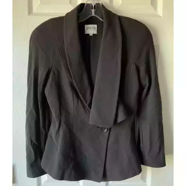 Armani Collezioni Blazer Womens 6 Wool Career Classic Button Jacket Gray Italy