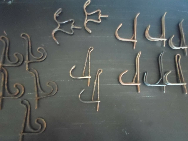 Vintage Lot of Twisted Wire Hooks/Hangers/Screw In Painted Metal Coat Hat Hook