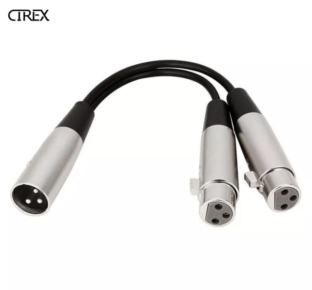 Y Adapter One 1 x Male to Two 2 x Female XLR Splitter Cable Lead Short Dual DMX