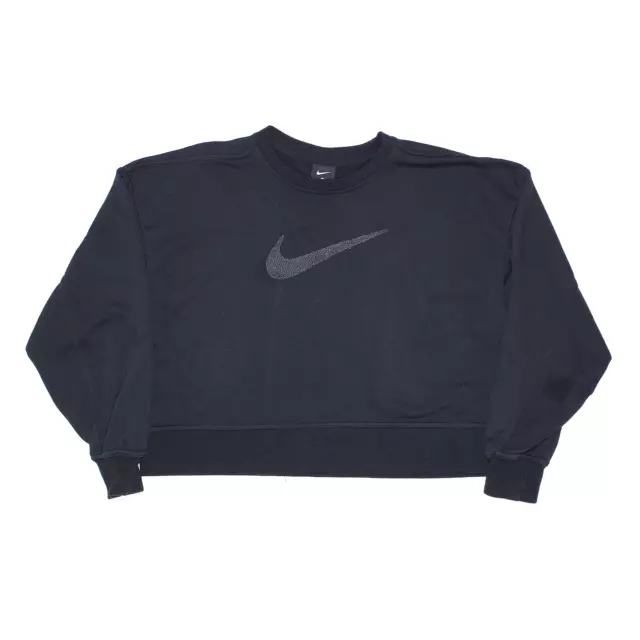 NIKE Womens Cropped Swoosh Black Relaxed Sweatshirt S