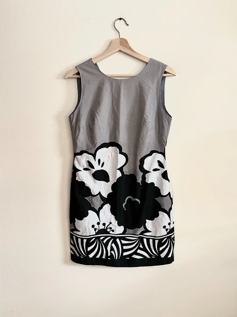 H&M HM Women Gray Knee Length Sleeveless Dress Cotton Print Size 6