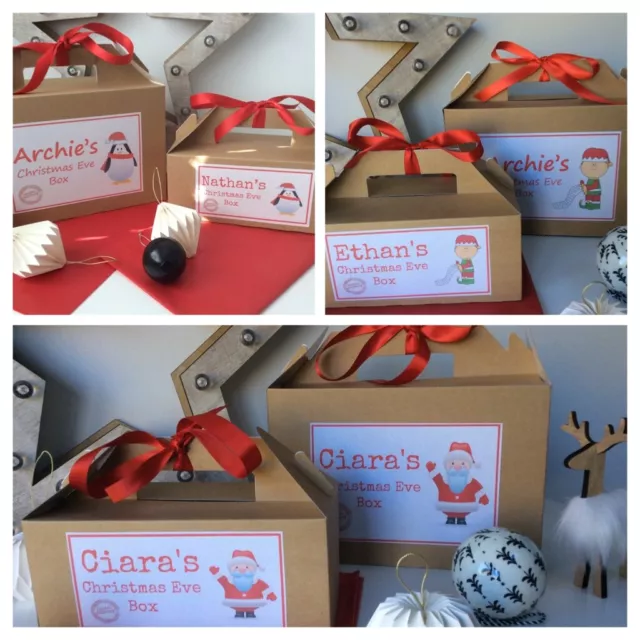 Personalisierte Weihnachtsabend Geschenkbox WEIHNACHTSMANN, ELF, RENTIER, SCHNEEMANN, WEIHNACHTSBAUM