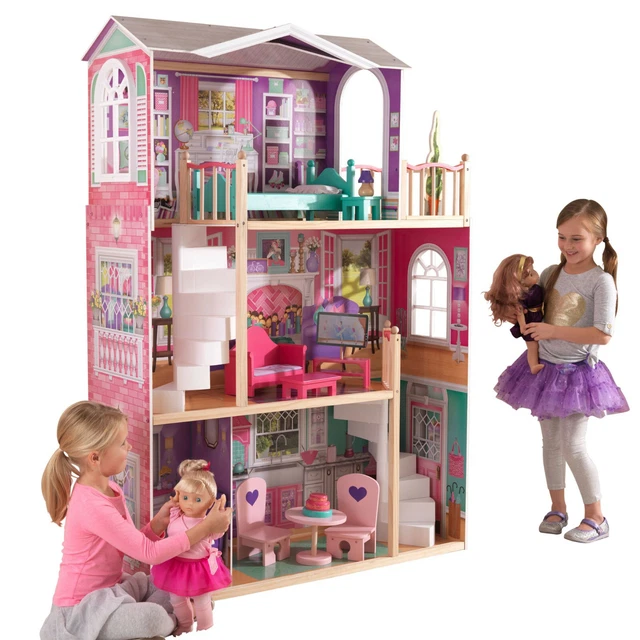 18in en Bois Maison de Poupée Manoir 1.5m Grand 12 Pièces Meubles Filles Cabane