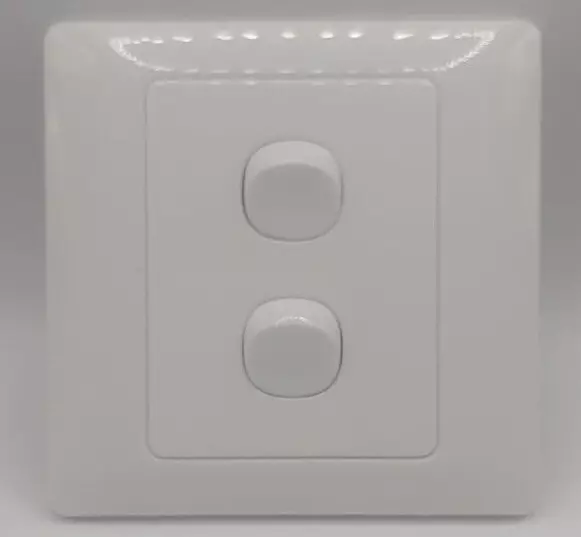 Newlec 10 Amp Double Light Switch 2 Gang 2 Way White Frame Plate With Fittings