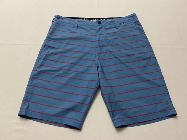 Hurley Phantom Mens Striped Blue Red Boardshorts Swim Surf Beach Size 33