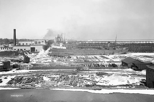 Aerial View Wyandotte Factory Plant Michigan MI Reprint Postcard
