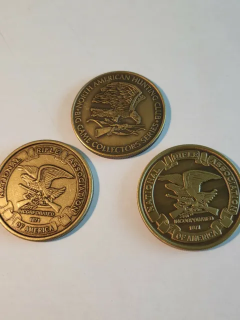 3 Commemorative Bronze Medals National Rifle Association NRA Big Game Hunt 507