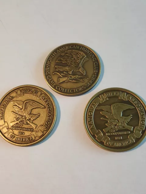 3 Commemorative Bronze Medals National Rifle Association NRA Big Game Hunt 507
