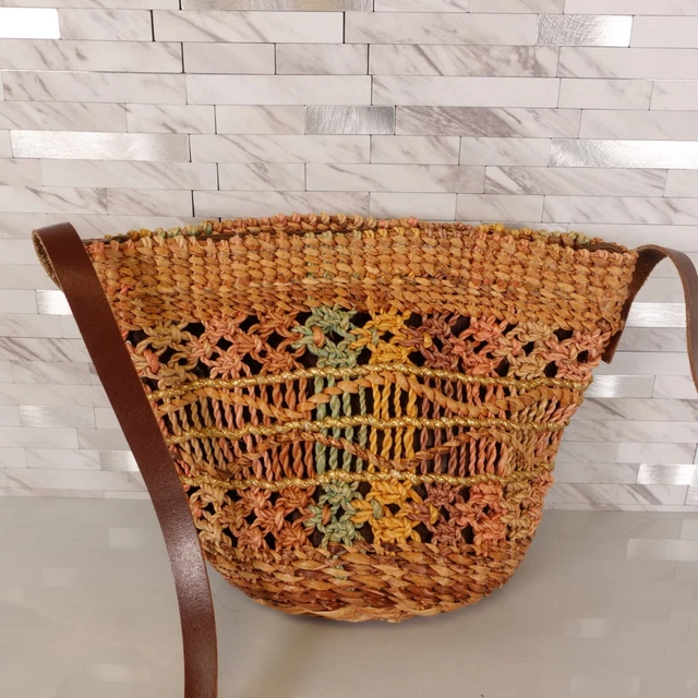 Womens Bag Sling Shoulder Bucket Crossbody Natural Rattan Braided Straw Wicker