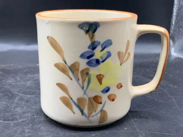 Vintage Hergestellt In China Signiert Markierte Tasse Blumen Handbemalt