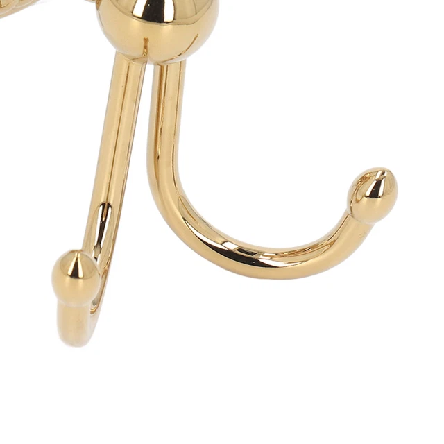 Double Prong Robe Hooks Gold Finish Retro Beautiful Wall Mounted Prevent