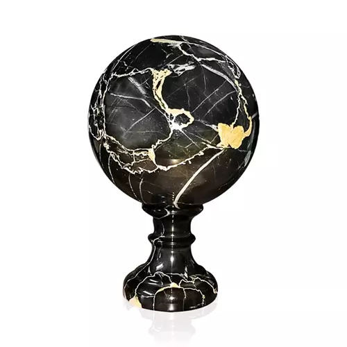 Bola Escultura Mármol Negro Portoro C Pie Italian Marble Sphere Escultura D.10CM