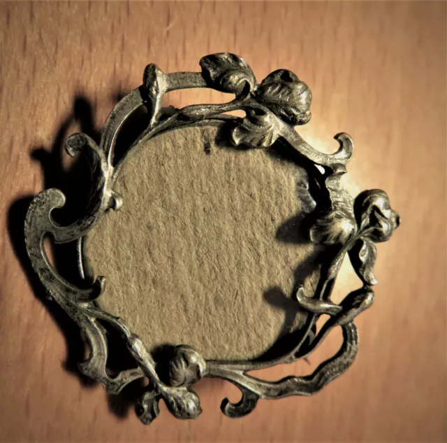 BROCHE ancienne PORTE-PHOTO ARGENT IRIS ART NOUVEAU ROMANTISME XIXème