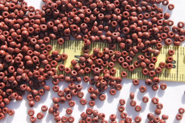 9/0 Vintage French Glass Opaque Chocolate  Seed Beads Crafts Jewelry Making/ 1oz