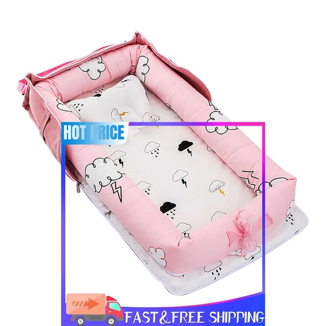 Portable Newborn Baby Nest Bed Detachable Washable Lounger (Raindrop Cloud)