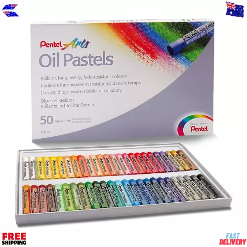 Pentel Arts PHN Oil Pastels One Pack of 50 Assorted Colours (OPHN-50)