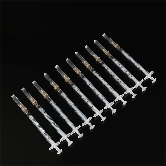 10 pz 1 ml siringa industriale alimentatore ad ago in plastica con cappelli siringhe-SA