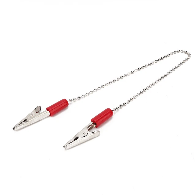 (Red)5x Dental Bib Clip Napkin Holder With Flexible Steel Ball Chain BSU