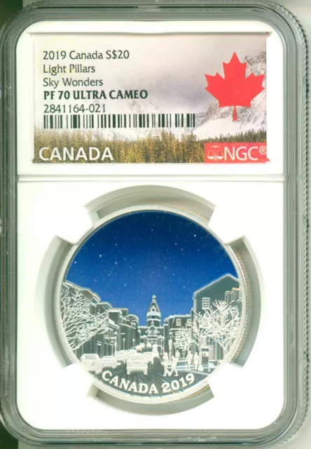 2019 Canada S$20 Sky Wonders Light Pillars Blacklight NGC PF70 UC Box COA OGP