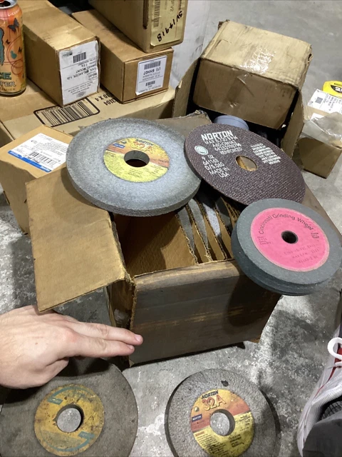 BOX OF 11 Different Grinding Wheels, Norton, Cincinnati Grinding 5 USED 6 NEW