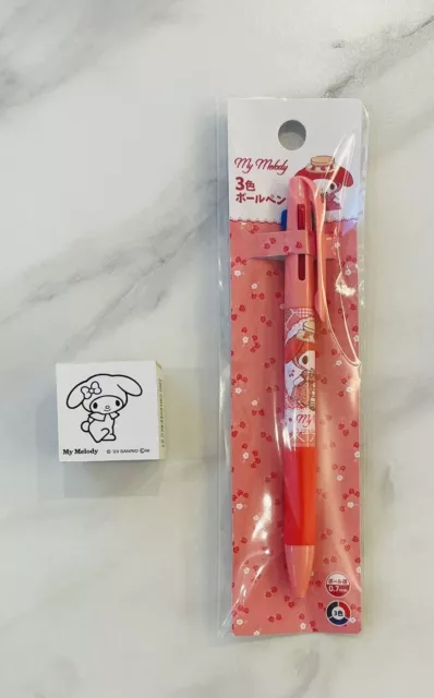 Sanrio My Melody wooden stamp and 3-color Pen♡from Japan
