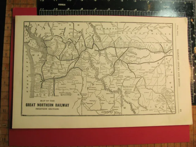 ORIGINAL 1914 GREAT Northern Railroad Western System Map Routes ...