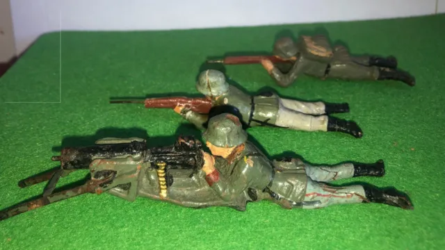 1013 Elastolin Ww2 1940 Allemagne Wehrmacht Mitrailleuse 3 Figurines Composition 2