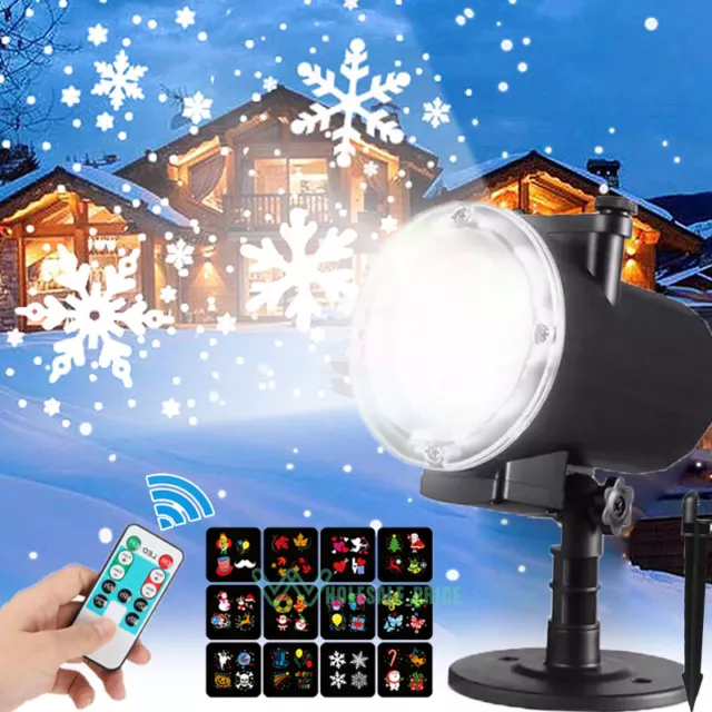 Christmas Snowflake Projector LED Moving Snowfall Laser Light Outdoor Landscape