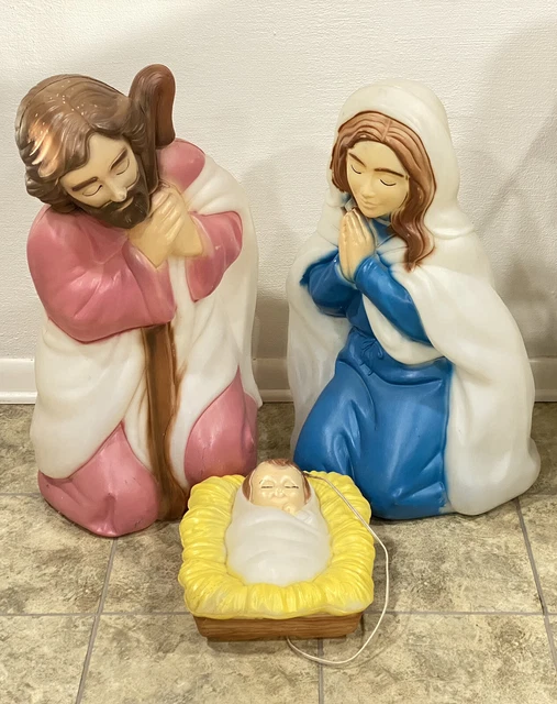 Grand Venture Blow Mold Christmas Nativity Set Mary Joseph Jesus survey