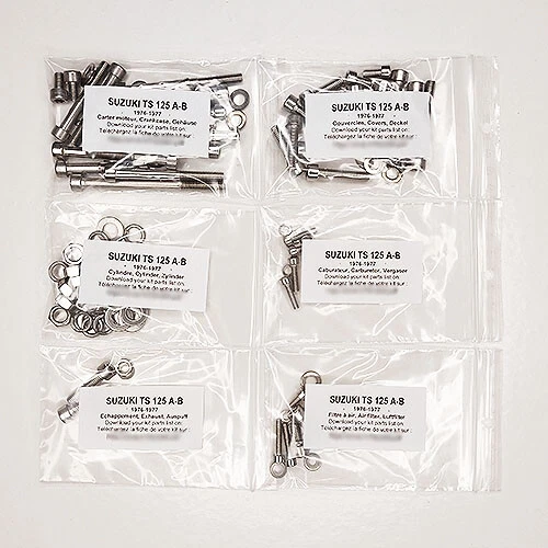 Stainless Cycle Polished Stainless Engine Bolt Screw Set – Suzuki TS125 TM125 1971-1975