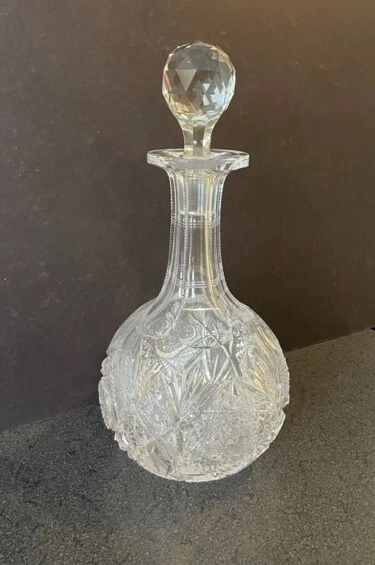 Vintage American Brilliant Period Cut Glass Crystal Wine Decanter