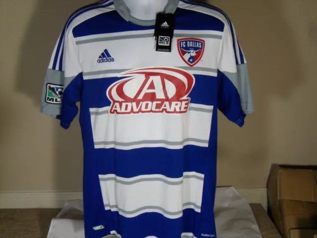 New Adidas ClimaCool FC Dallas Advocare MLS Replica Away Blue Soccer Jersey