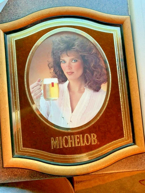 Michelob Mirror Framed Advertising With Beautiful Woman Rare And Collectible