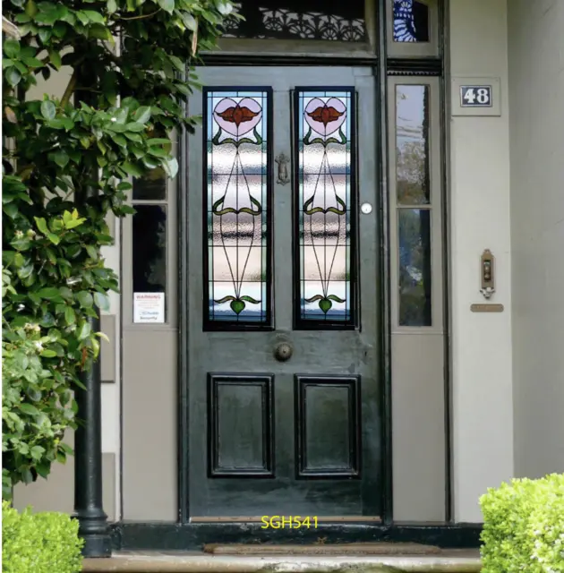 Heritage Craftsman exterior Front Door  Stained glass Panels SGH541