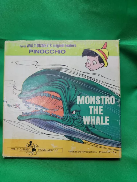 Vintage Walt Disney Pinocchio Monstro the Whale Super 8 mm Film B&W Silent #1104