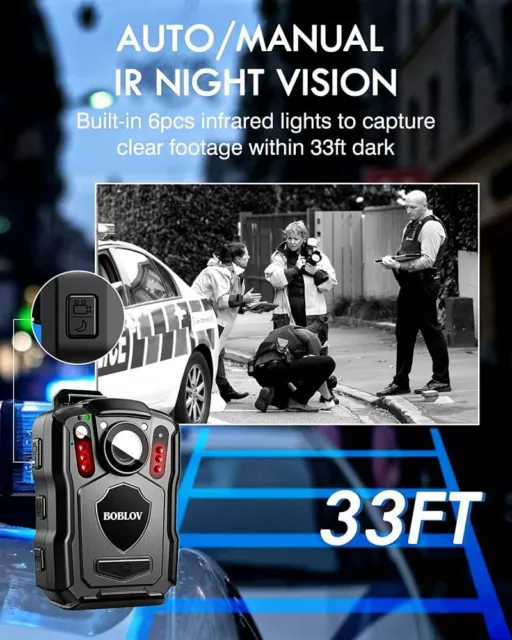 BOBLOV M5 Police Body Camera 64GB 15Hours Recording 170°Angle Law Enforcement 3