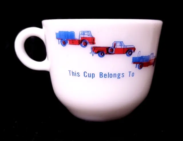 Vintage Advertising Hazel Atlas Milk Glass Mug Standard Oil Distrib. Made In USA