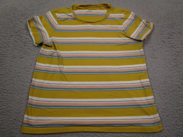 Madewell Top Womens Small Yellow Striped Short Sleeve