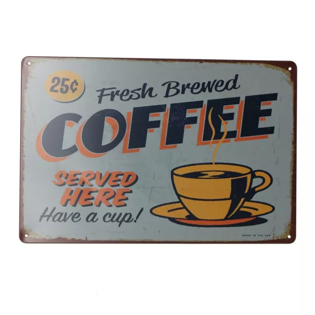 3x WARNING Tin Sign Coffee Fresh Brewed Served Here Have a Cup200x300mm