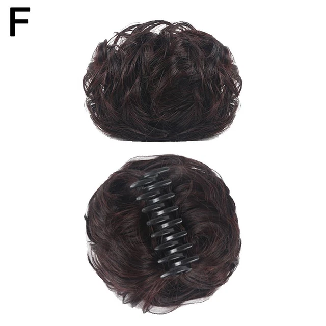 Dark brown-L Synthetic Natural Clip on in Messy Hair Bun Extension Chignon Ha C5