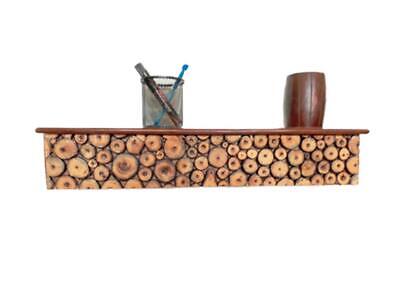 Hand Carved Decorative Brown Wooden Wall Mounted Shelf/ Bracket Walnut Finish
