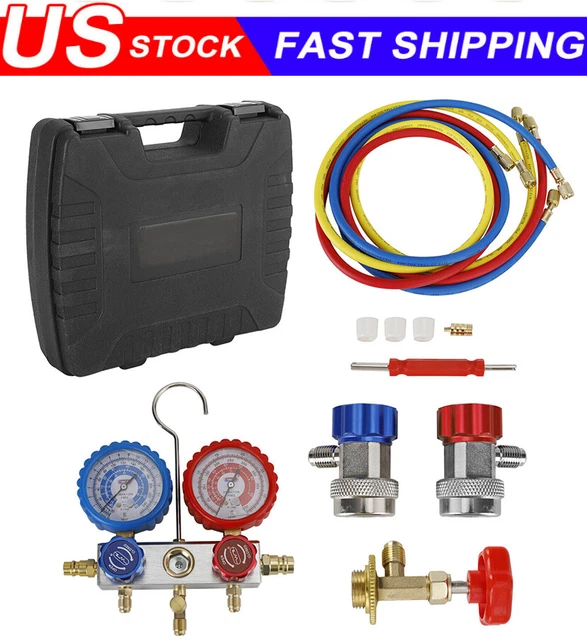 3 WAY AIR Conditioner Diagnostic Manifold Gauge Set Car AC Recharge Kit
