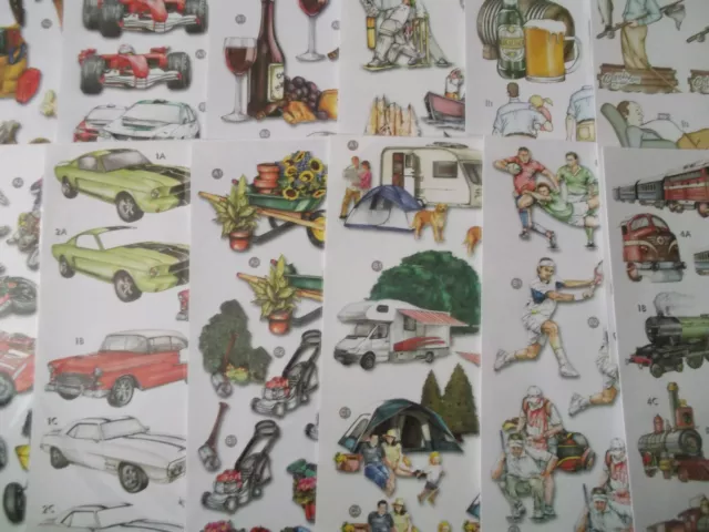 A4 Die Cut Cardmaking Decoupage Sheet Mens Sports Transport Various Designs