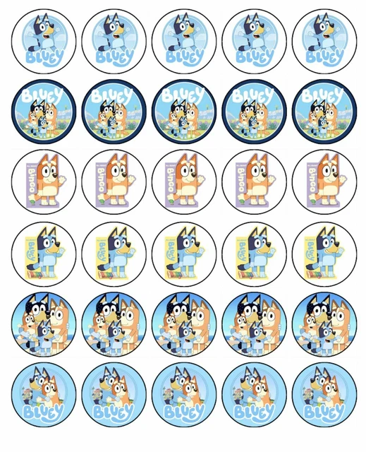 Bluey cupcake toppers edible wafer paper birthday cake decorations 30