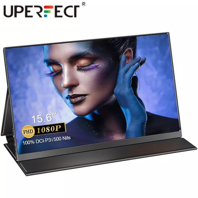 15,6" 2K Portable Monitor USB C Game Monitor 1920x1080 FHD External QLED Display