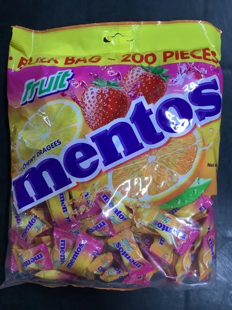 MENTOS FRUIT BULK BAG 200x WRAPPED PIECES LOLLYS CONFECTIONERY LOLLIES CHEAP