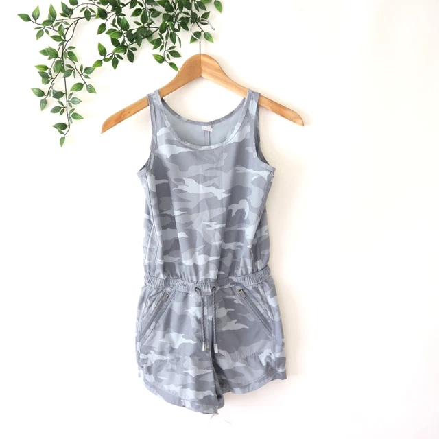 Athleta Girl Girls' Sleeveless Gray Camo Romper Size M Medium 8-10