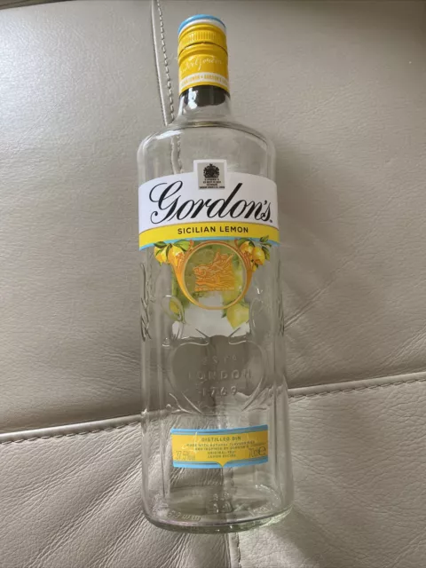 Gordons Sicilian Lemon Empty Gin Bottle/ Wedding Craft/ 70cl/ Upcycling/ Art