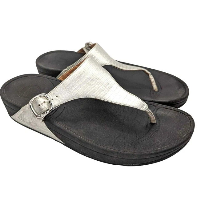 Fit Flops The Skinny Silver Thong Sandals 350-011 Women's 9